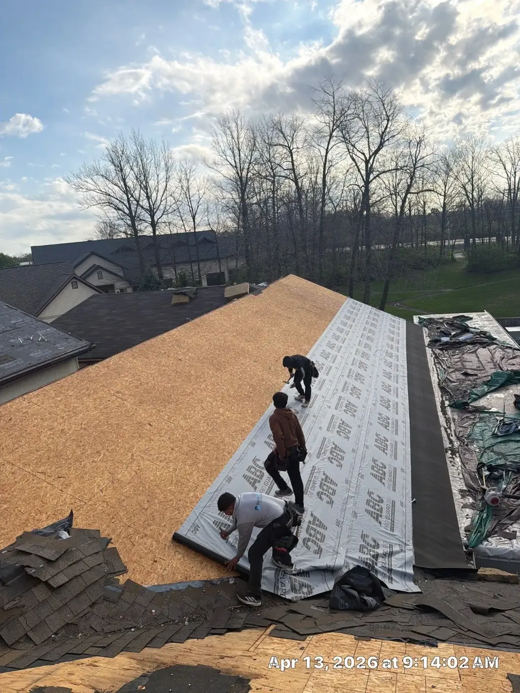 Storm damage documentation on a West Lafayette commercial building